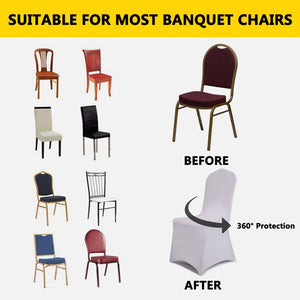 Planet Gates 6/12pcs Spandex Restaurant Banquet Chair Cover Suitable For Living Room And Dining Room Universal Elastic Chair Slipcover Chair Protector Suitable For Weddings, Banquets, Birthdays, And Parties (White, Black)