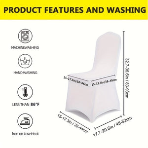 Planet Gates 6/12pcs Spandex Restaurant Banquet Chair Cover Suitable For Living Room And Dining Room Universal Elastic Chair Slipcover Chair Protector Suitable For Weddings, Banquets, Birthdays, And Parties (White, Black)