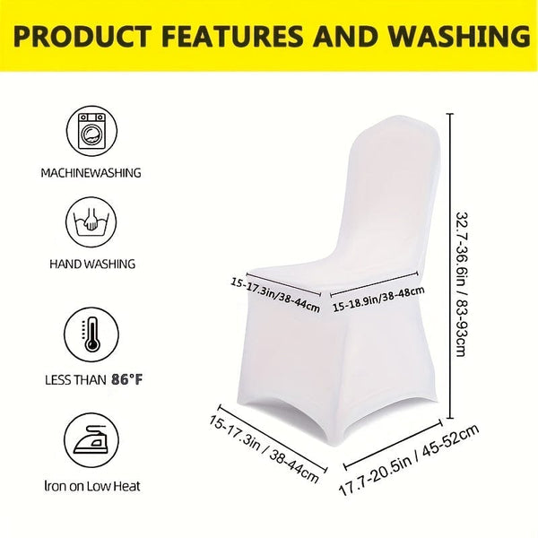 Planet Gates 6/12pcs Spandex Restaurant Banquet Chair Cover Suitable For Living Room And Dining Room Universal Elastic Chair Slipcover Chair Protector Suitable For Weddings, Banquets, Birthdays, And Parties (White, Black)