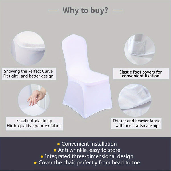 Planet Gates 6/12pcs Spandex Restaurant Banquet Chair Cover Suitable For Living Room And Dining Room Universal Elastic Chair Slipcover Chair Protector Suitable For Weddings, Banquets, Birthdays, And Parties (White, Black)