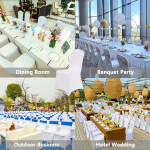 Planet Gates 6/12pcs Spandex Restaurant Banquet Chair Cover Suitable For Living Room And Dining Room Universal Elastic Chair Slipcover Chair Protector Suitable For Weddings, Banquets, Birthdays, And Parties (White, Black)
