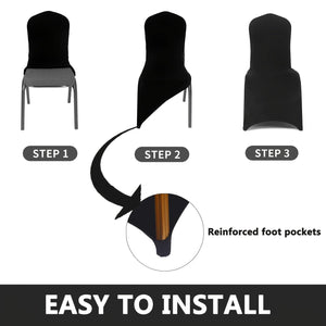 Planet Gates 6/12pcs Spandex Restaurant Banquet Chair Cover Suitable For Living Room And Dining Room Universal Elastic Chair Slipcover Chair Protector Suitable For Weddings, Banquets, Birthdays, And Parties (White, Black)