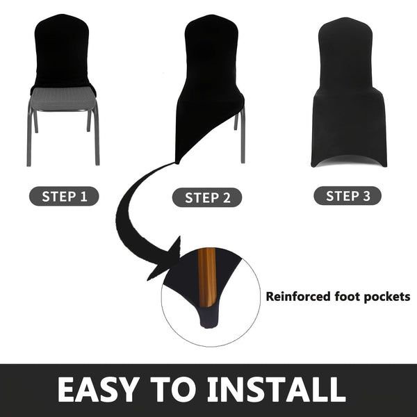 Planet Gates 6/12pcs Spandex Restaurant Banquet Chair Cover Suitable For Living Room And Dining Room Universal Elastic Chair Slipcover Chair Protector Suitable For Weddings, Banquets, Birthdays, And Parties (White, Black)