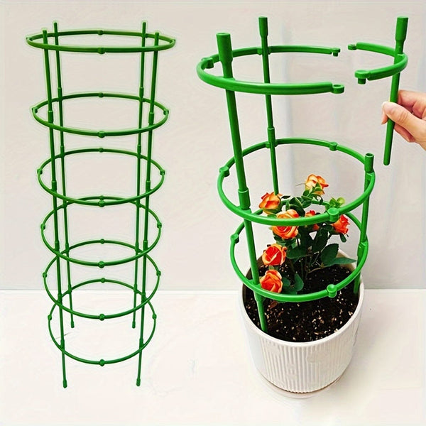 Planet Gates 6/18/30pcs Plant Support Stake, Plant Support Ring With Twist Strap, Flower Holder Bracket Splicable Flower Bracket Support Ring Support Rod Indoor Plant Flower Holder Balcony Chandelier Climbing Rattan Rack Pot