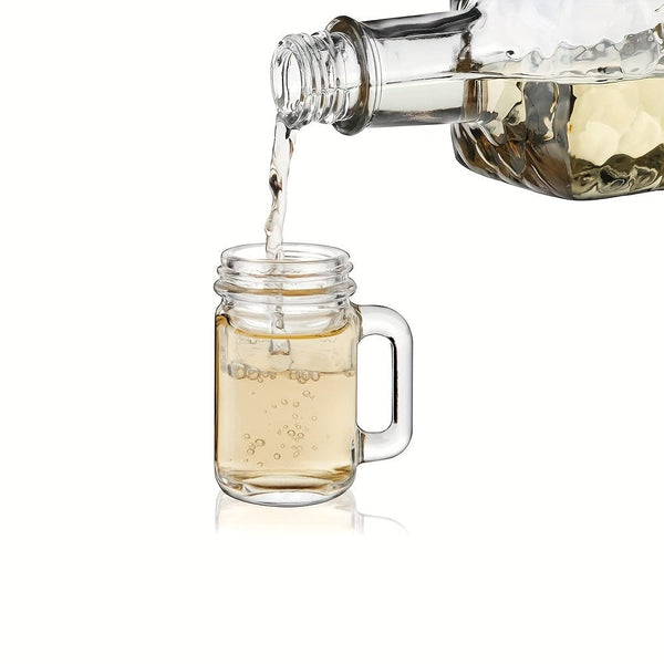 Planet Gates 6 / 35ml 6Pcs Jar, Multipurpose Mini Mason Jar With Lid And Handle, Portable Glass Liquid Storage Cup, For Coffee, Milk, Ginger Shot, Honey, Whisky, Lemon Juice, For Office, Bar, Party And Travel, 1Ounce, Kitchen Organizers