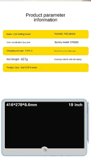 Planet Gates 6.5/8.5/10/12/16/19In LCD Drawing Board Writing Tablet Digit Magic Blackboard Art Painting Tool Kids Toy Brain Game Child's Gift