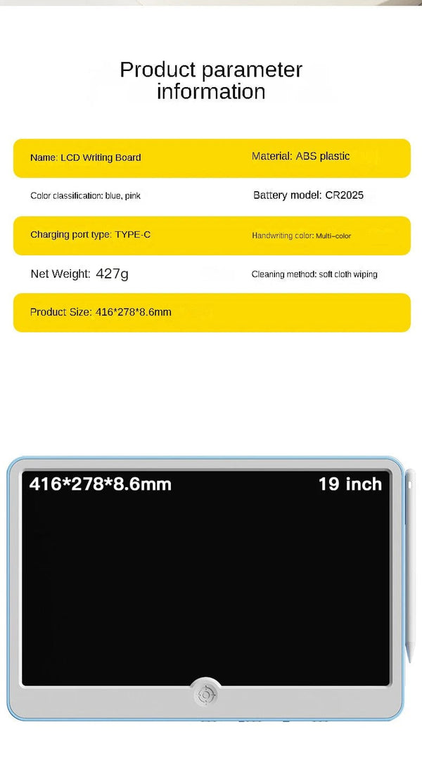 Planet Gates 6.5/8.5/10/12/16/19In LCD Drawing Board Writing Tablet Digit Magic Blackboard Art Painting Tool Kids Toy Brain Game Child's Gift