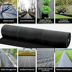 Planet Gates 6.56x6.56ft 1 Roll Agricultural Weed Control Mulch, Black Plastic Weed Barrier Mat, Ground Cover 6.56×6.56 Ft