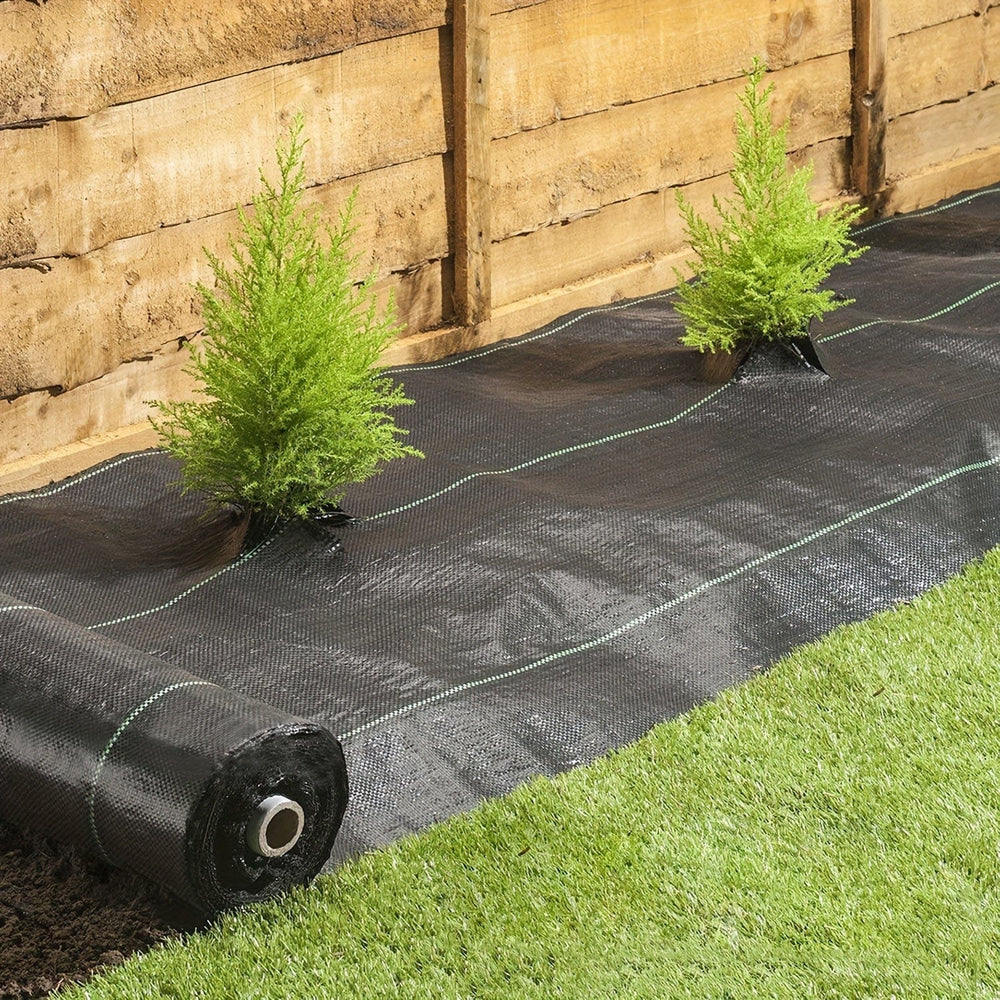 Planet Gates 6.56x6.56ft 1 Roll Agricultural Weed Control Mulch, Black Plastic Weed Barrier Mat, Ground Cover 6.56×6.56 Ft