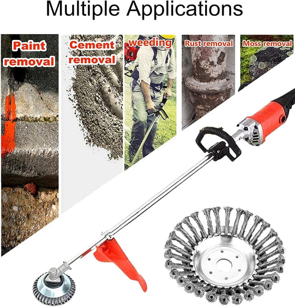 Planet Gates 6/8 Inch Upgrade Weed Brush Cutter Head Lawn Mower Universal Grass Trimmer Head Steel Wire Wheel Brush Disc Garden Trimmer Heads