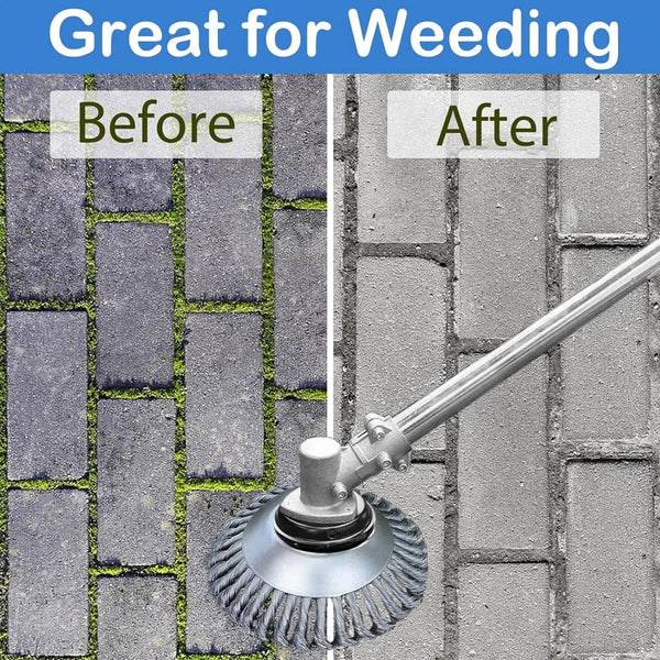 Planet Gates 6/8 Inch Upgrade Weed Brush Cutter Head Lawn Mower Universal Grass Trimmer Head Steel Wire Wheel Brush Disc Garden Trimmer Heads