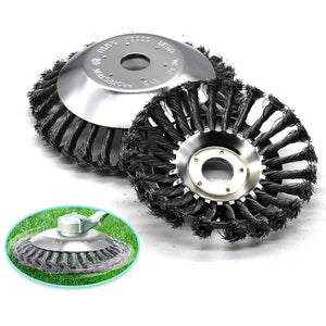 Planet Gates 6/8 Inch Upgrade Weed Brush Cutter Head Lawn Mower Universal Grass Trimmer Head Steel Wire Wheel Brush Disc Garden Trimmer Heads