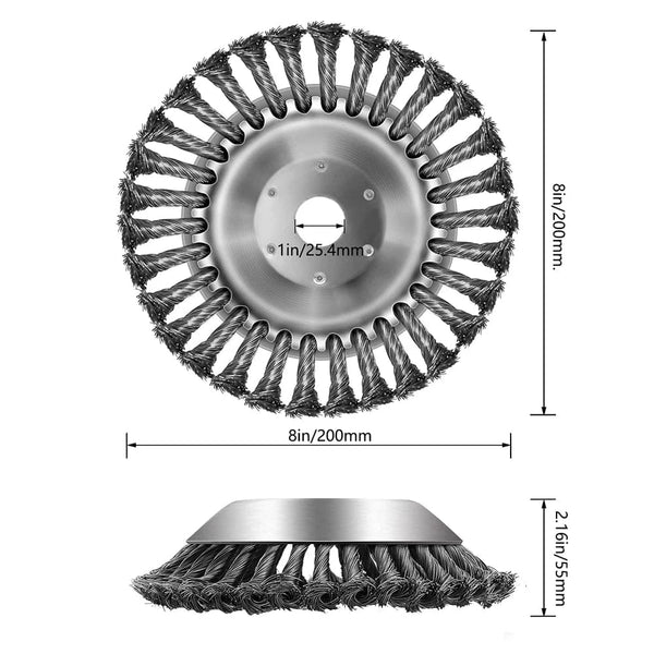Planet Gates 6/8 Inch Upgrade Weed Brush Cutter Head Lawn Mower Universal Grass Trimmer Head Steel Wire Wheel Brush Disc Garden Trimmer Heads