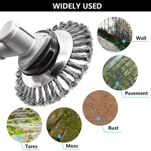Planet Gates 6/8 Inch Upgrade Weed Brush Cutter Head Lawn Mower Universal Grass Trimmer Head Steel Wire Wheel Brush Disc Garden Trimmer Heads
