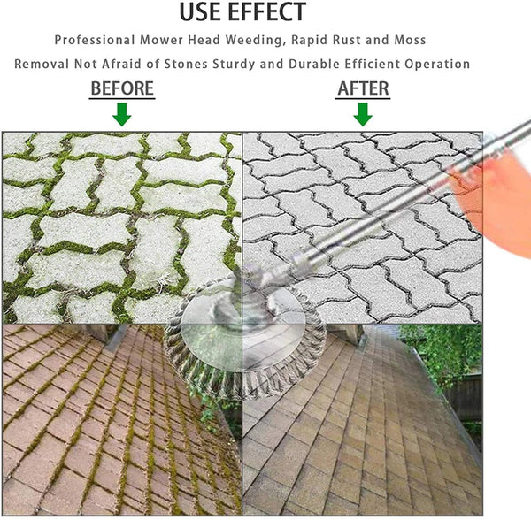 Planet Gates 6/8 Inch Upgrade Weed Brush Cutter Head Lawn Mower Universal Grass Trimmer Head Steel Wire Wheel Brush Disc Garden Trimmer Heads