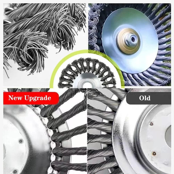 Planet Gates 6/8 Inch Upgrade Weed Brush Cutter Head Lawn Mower Universal Grass Trimmer Head Steel Wire Wheel Brush Disc Garden Trimmer Heads