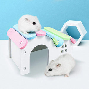Planet Gates 6-A Pet Hamster Toys Wooden Rainbow Bridge Seesaw Swing Toys Small Animal Activity Climb Toy DIY Hamster Cage Accessories