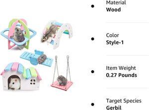 Planet Gates 6-A Pet Hamster Toys Wooden Rainbow Bridge Seesaw Swing Toys Small Animal Activity Climb Toy DIY Hamster Cage Accessories