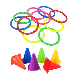 Planet Gates 6 Cones 10 Hoop Children's Fun Ring Throwing Game Outdoor Throwing Plastic Circle Parent-child Interactive Competition Kids Sense Training