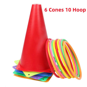 Planet Gates 6 Cones 10 Hoop Children's Fun Ring Throwing Game Outdoor Throwing Plastic Circle Parent-child Interactive Competition Kids Sense Training