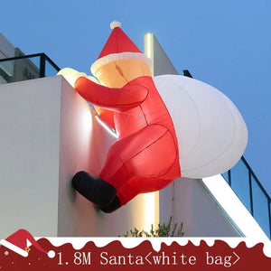 Planet Gates 6 FT Tall Christmas Inflatable Hanging Santa Santa with Gift Bag Decorations Blow Up Climbing Santa with LED Lights Outdoor Toys