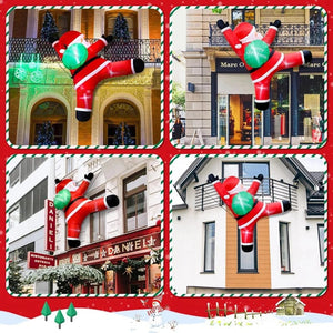 Planet Gates 6 FT Tall Christmas Inflatable Hanging Santa Santa with Gift Bag Decorations Blow Up Climbing Santa with LED Lights Outdoor Toys