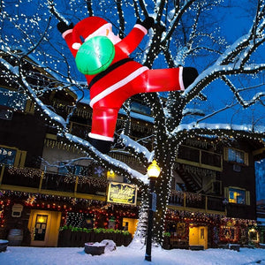 Planet Gates 6 FT Tall Christmas Inflatable Hanging Santa Santa with Gift Bag Decorations Blow Up Climbing Santa with LED Lights Outdoor Toys