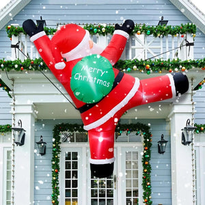 Planet Gates 6 FT Tall Christmas Inflatable Hanging Santa Santa with Gift Bag Decorations Blow Up Climbing Santa with LED Lights Outdoor Toys