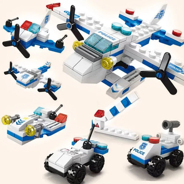 Planet Gates 6 in 1 Kids Bricks Toys Vehicle Shapes Aviation Spaceport Model Building Blocks Construction Baby Intelligence Development Gift