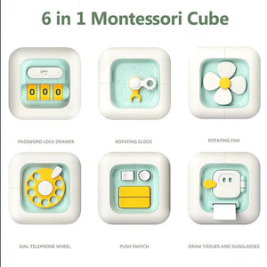Planet Gates 6 in 1 Montessori Educational Toys Sensory Busy Board Baby Practice Skills Drawer Cube Fidget Educational Toys for Girl Boy