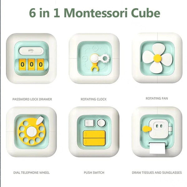 Planet Gates 6 in 1 Montessori Educational Toys Sensory Busy Board Baby Practice Skills Drawer Cube Fidget Educational Toys for Girl Boy