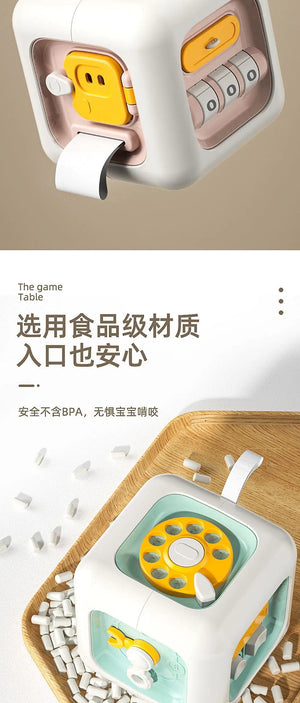 Planet Gates 6 in 1 Montessori Educational Toys Sensory Busy Board Baby Practice Skills Drawer Cube Fidget Educational Toys for Girl Boy