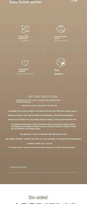 Planet Gates 6 in 1 Montessori Educational Toys Sensory Busy Board Baby Practice Skills Drawer Cube Fidget Educational Toys for Girl Boy