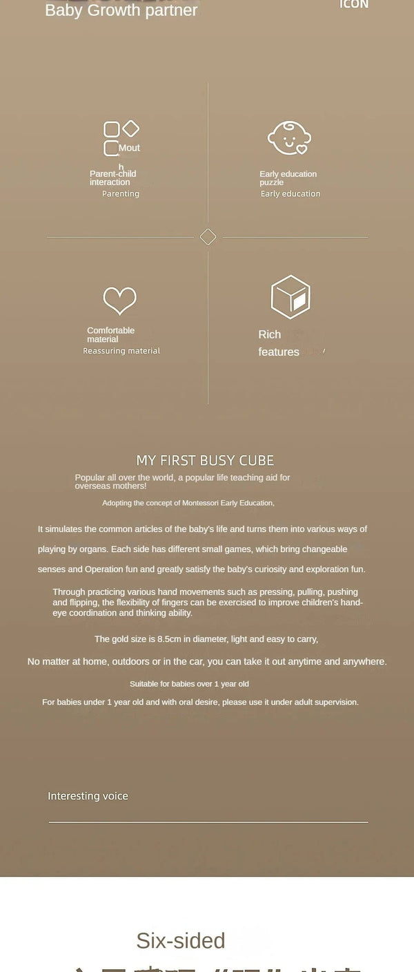 Planet Gates 6 in 1 Montessori Educational Toys Sensory Busy Board Baby Practice Skills Drawer Cube Fidget Educational Toys for Girl Boy