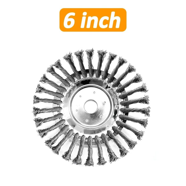Planet Gates 6 inch version 6/8 Inch Upgrade Weed Brush Cutter Head Lawn Mower Universal Grass Trimmer Head Steel Wire Wheel Brush Disc Garden Trimmer Heads