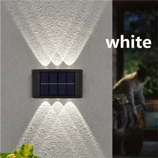 Planet Gates 6 LED Solar Powered Up Wall Lamps, 2-piece Outdoor Wall Lamps Suitable For Home Use, Small External Lamps Waterproof Nordic Style Lighting Decoration Suitable For Home Garden Porch (white/warm White)