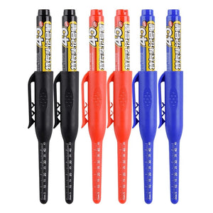 Planet Gates 6 Mixed 1/3/6pcs 45mm Multi-purpose Long Head Markers Pen Deep Hole Marker Pens for Woodworking Tile Decoration Red/Black/Blue Ink