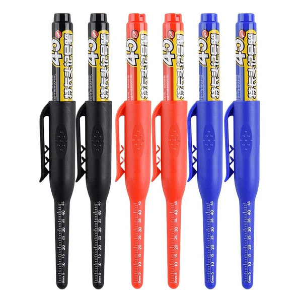 Planet Gates 6 Mixed 1/3/6pcs 45mm Multi-purpose Long Head Markers Pen Deep Hole Marker Pens for Woodworking Tile Decoration Red/Black/Blue Ink