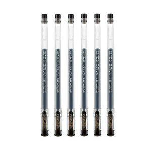 Planet Gates 6 Pcs Black Set 6 Pcs/Set 0.38mm Large-capacity Ink Diamond Tip Gel Pen Black/Blue/Red Refill Exam Signing Writing School Office Supplies