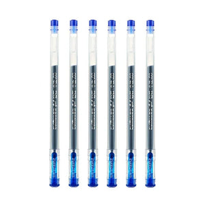 Planet Gates 6 Pcs Blue Set 6 Pcs/Set 0.38mm Large-capacity Ink Diamond Tip Gel Pen Black/Blue/Red Refill Exam Signing Writing School Office Supplies