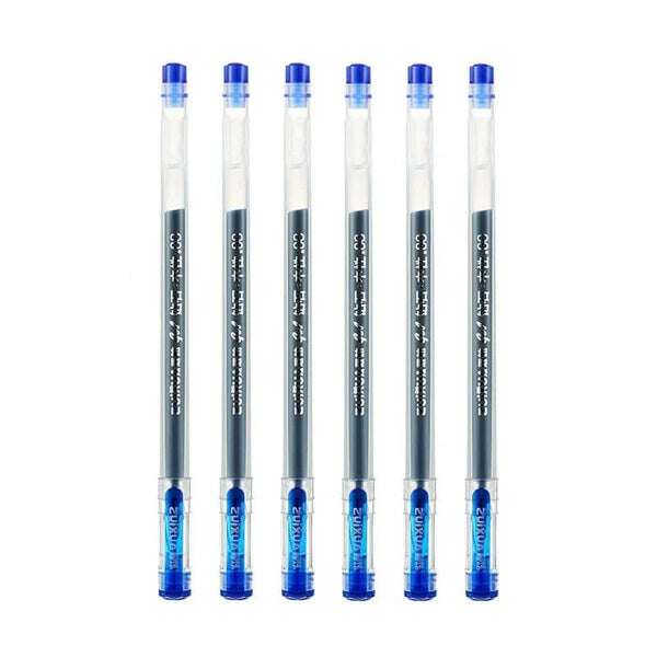 Planet Gates 6 Pcs Blue Set 6 Pcs/Set 0.38mm Large-capacity Ink Diamond Tip Gel Pen Black/Blue/Red Refill Exam Signing Writing School Office Supplies