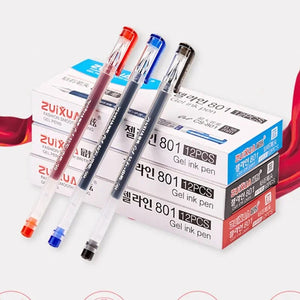 Planet Gates 6 Pcs/Set 0.38mm Large-capacity Ink Diamond Tip Gel Pen Black/Blue/Red Refill Exam Signing Writing School Office Supplies