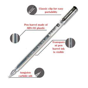 Planet Gates 6 Pcs/Set 0.38mm Large-capacity Ink Diamond Tip Gel Pen Black/Blue/Red Refill Exam Signing Writing School Office Supplies