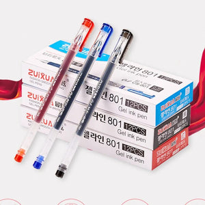 Planet Gates 6 Pcs/Set 0.38mm Large-capacity Ink Diamond Tip Gel Pen Black/Blue/Red Refill Exam Signing Writing School Office Supplies