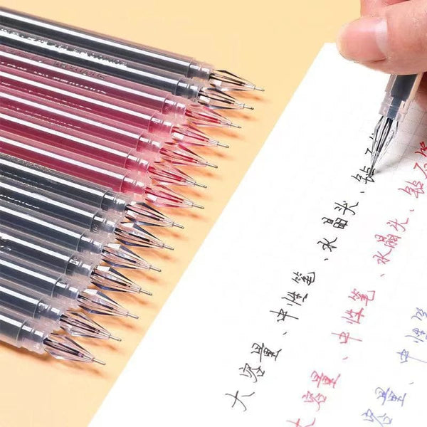 Planet Gates 6 Pcs/Set 0.38mm Large-capacity Ink Diamond Tip Gel Pen Black/Blue/Red Refill Exam Signing Writing School Office Supplies