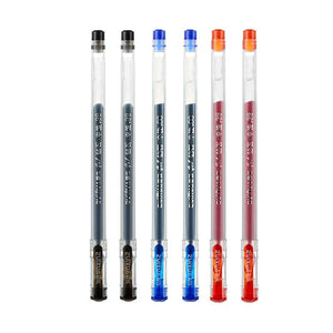Planet Gates 6 Pcs/Set 0.38mm Large-capacity Ink Diamond Tip Gel Pen Black/Blue/Red Refill Exam Signing Writing School Office Supplies