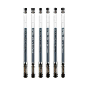 Planet Gates 6 Pcs/Set 0.38mm Large-capacity Ink Diamond Tip Gel Pen Black/Blue/Red Refill Exam Signing Writing School Office Supplies