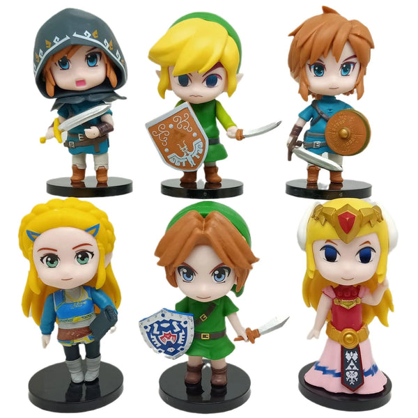 Planet Gates 6 Pcs The Legend of Zelda 6 Pcs/Set 10cm Q Version Link Princess Zelda Figure Game Decoration Anime Ornaments Model Collection Dolls