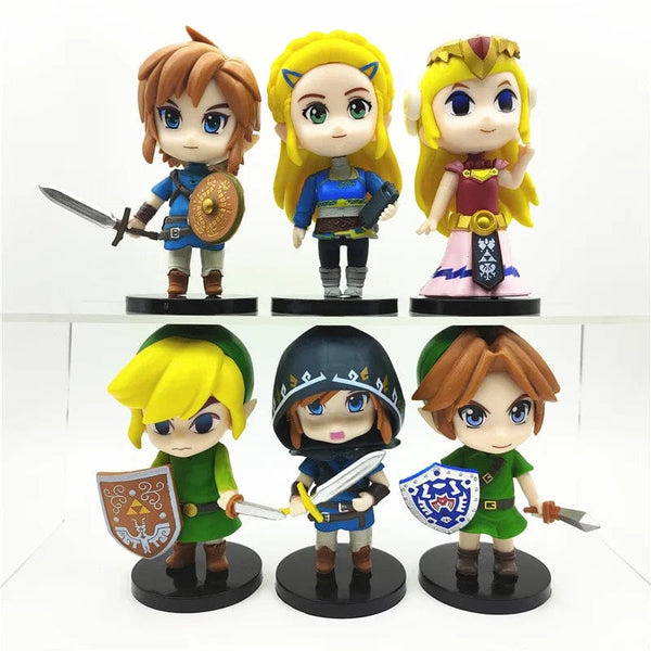 Planet Gates 6 Pcs The Legend of Zelda 6 Pcs/Set 10cm Q Version Link Princess Zelda Figure Game Decoration Anime Ornaments Model Collection Dolls