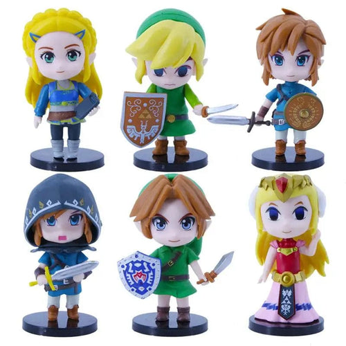 Planet Gates 6 Pcs The Legend of Zelda 6 Pcs/Set 10cm Q Version Link Princess Zelda Figure Game Decoration Anime Ornaments Model Collection Dolls